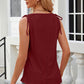 Eyelet Round Neck Wide Strap Tank
