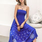 Smocked Printed Tube Midi Dress