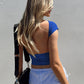 Backless Short Sleeve Cropped Blouse 🦋