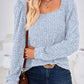 Ribbed Square Neck Long Sleeve T-Shirt