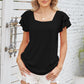 Full Size Square Neck Flutter Sleeve Top