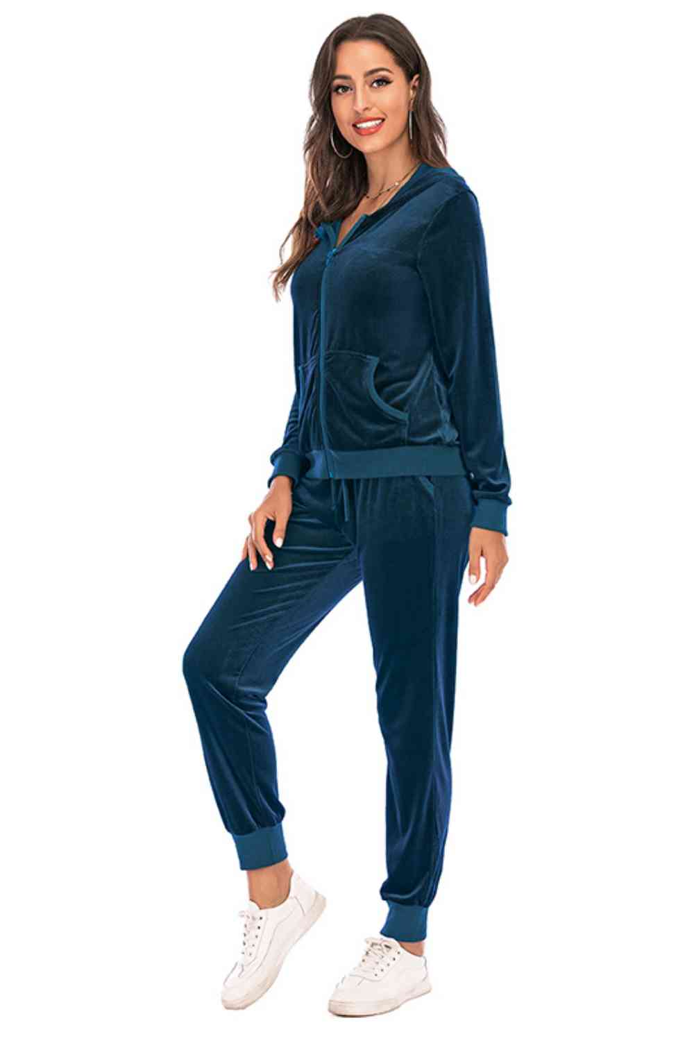 Full Size Zip-Up Hooded Jacket and Pants Set