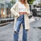 Long Sleeve Waffle-Knit Cardigan
