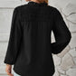 Ruched Swiss Dot Notched Balloon Sleeve T-Shirt