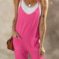 Pocketed Spaghetti Strap Wide Leg Jumpsuit