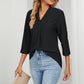 Full Size Eyelet Three-Quarter Sleeve Blouse
