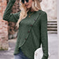 Full Size Ribbed Round Neck Buttoned Long Sleeve Tee
