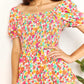 Double Take Strawberry Smocked Sweetheart Neck Flounce Sleeve Strawberry Mini Dress