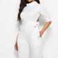 Mock Neck Tie-Waist Half Sleeve Jumpsuit