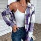Plaid Button Up Drop Shoulder Cropped Jacket