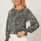 Women's Salena Printed Tie Neck Lantern Sleeve Blouse