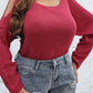 Plus Size Cold Shoulder Round Neck Sweater