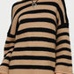 Striped Round Neck Dropped Shoulder Sweater