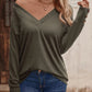 Full Size V-Neck Long Sleeve Top