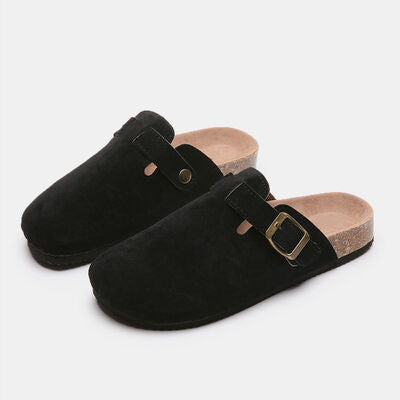 Suede Shoe Closed Toe Buckle Slides