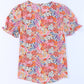 Full Size Floral Short Flounce Sleeve Blouse