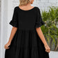 SO BOHO Full Size V-Neck Flounce Sleeve Tiered Dress