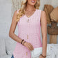 Eyelet Decorative Button V-Neck Tank