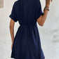 Women's Tied Cuffed Sleeve Surplice Dress
