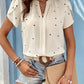 Heart Print Notched Petal Sleeve Blouse