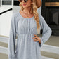 Round Neck Flounce Sleeve Blouse