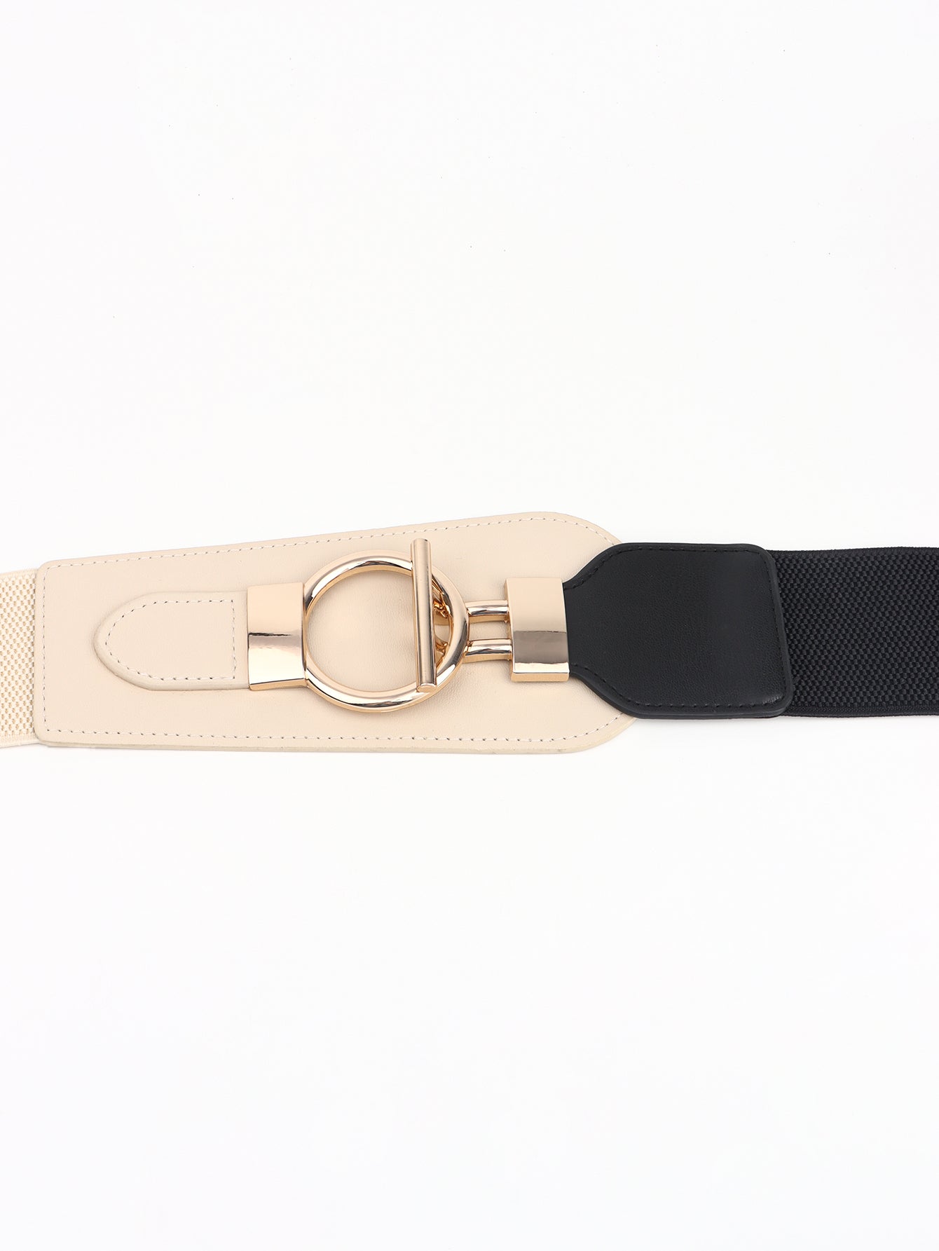 Women's PU Elastic Wide Belt with Alloy Buckle