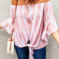 Malibu Dreams Full Size Striped Tie Front Flounce Sleeve Blouse