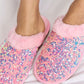 Forever Link Pink Sequin Plush Round Toe Slippers