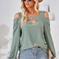 Cutout Square Neck Cold Shoulder T-Shirt
