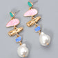 Abnormal Shpae Zinc Alloy Synthetic Pearl Dangle Earrings