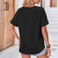 Buttoned Notched Neck Eyelet Top