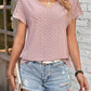 Eyelet V-Neck Short Sleeve T-Shirt