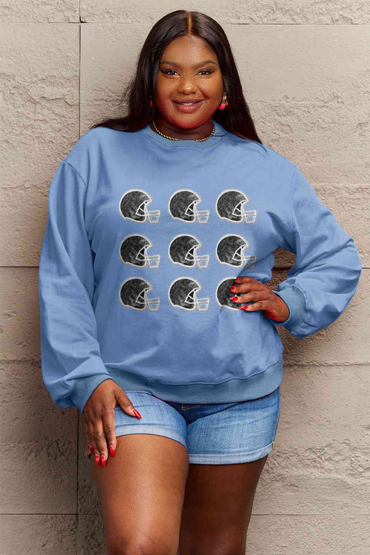 Simply Love Full Size Football Graphic Round Neck Sweatshirt