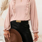 Frill Round Neck Flounce Sleeve Blouse