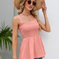 Full Size Smocked Square Neck Baby doll Tank