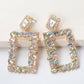 Square Shape Glass Stone Dangle Earrings
