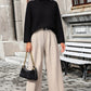 Mock Neck Dropped Shoulder Pullover Sweater