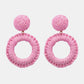Round Shape Raffia Grass Dangle Earrings