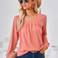 Square Neck Ruched Long Sleeve Blouse