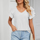 Eyelet V-Neck Short Sleeve T-Shirt