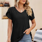 Eyelet V-Neck Petal Sleeve T-Shirt