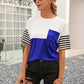 Women's Striped Color Block Round Neck Tee