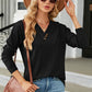 Decorative Button V-Neck Long Sleeve T-Shirt