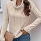 Beige Tied Mock Neck Long Sleeve Knit Top