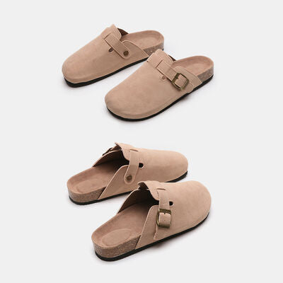 Suede Shoe Closed Toe Buckle Slides