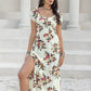 Tied Slit Floral Short Sleeve Dress