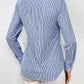 Bow Tie Waist Johnny Collar Neck Striped Blouse
