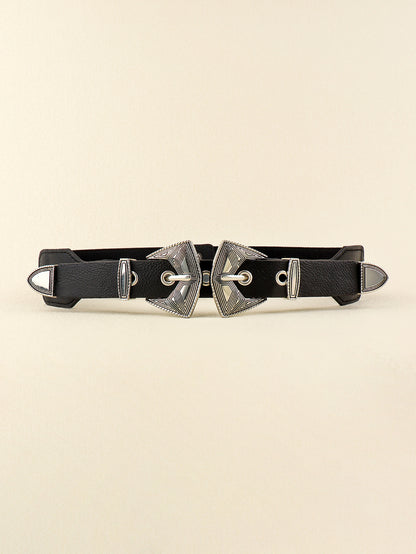 Jessica Anne Beauty Double Buckle PU Leather Belt