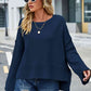 Round Neck Dropped Shoulder Slit Sweater