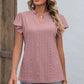 Eyelet Notched Flutter Sleeve T-Shirt